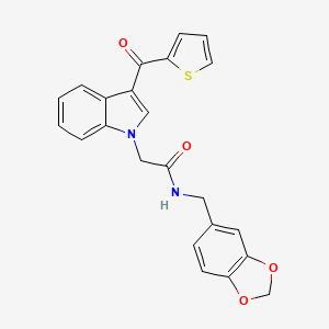molecular formula C23H18N2O4S B1225374 N-(1,3-benzodioxol-5-ylmethyl)-2-[3-[oxo(thiophen-2-yl)methyl]-1-indolyl]acetamide 