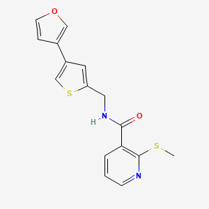 molecular formula C16H14N2O2S2 B12253752 N-{[4-(furan-3-yl)thiophen-2-yl]methyl}-2-(methylsulfanyl)pyridine-3-carboxamide 