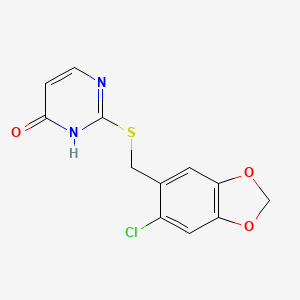 molecular formula C12H9ClN2O3S B12253765 2-{[(6-Chloro-1,3-benzodioxol-5-yl)methyl]sulfanyl}pyrimidin-4-ol 