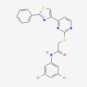 molecular formula C21H14Cl2N4OS2 B1225380 N-(3,5-dichlorophenyl)-2-[4-(2-phenylthiazol-4-yl)pyrimidin-2-yl]sulfanyl-acetamide 