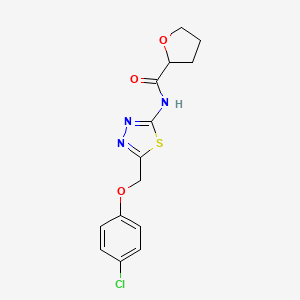 molecular formula C14H14ClN3O3S B1225381 N-[5-[(4-氯苯氧基)甲基]-1,3,4-噻二唑-2-基]-2-恶烷酰胺 