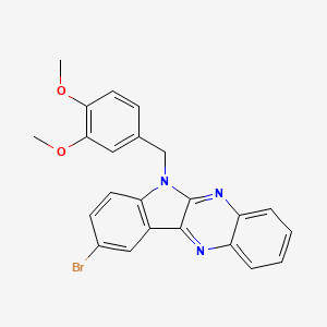 molecular formula C23H18BrN3O2 B1225384 9-Bromo-6-[(3,4-dimethoxyphenyl)methyl]indolo[3,2-b]quinoxaline 