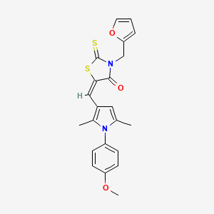 molecular formula C22H20N2O3S2 B1225387 (5E)-3-(furan-2-ylmethyl)-5-[[1-(4-methoxyphenyl)-2,5-dimethylpyrrol-3-yl]methylidene]-2-sulfanylidene-1,3-thiazolidin-4-one 
