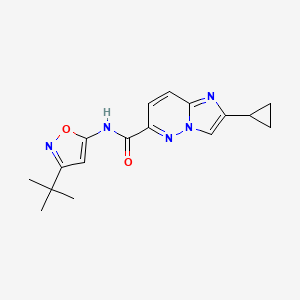 molecular formula C17H19N5O2 B12253931 N-(3-tert-butyl-1,2-oxazol-5-yl)-2-cyclopropylimidazo[1,2-b]pyridazine-6-carboxamide 