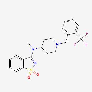 molecular formula C21H22F3N3O2S B12253941 N-methyl-1,1-dioxo-N-[1-[[2-(trifluoromethyl)phenyl]methyl]piperidin-4-yl]-1,2-benzothiazol-3-amine 