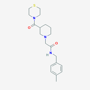 molecular formula C20H29N3O2S B12253982 N-[(4-methylphenyl)methyl]-2-[3-(thiomorpholine-4-carbonyl)piperidin-1-yl]acetamide 