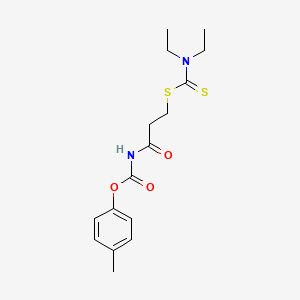 molecular formula C16H22N2O3S2 B1225399 N-[3-[[diethylamino(sulfanylidene)methyl]thio]-1-oxopropyl]carbamic acid (4-methylphenyl) ester 