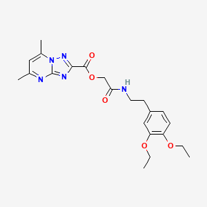molecular formula C22H27N5O5 B1225402 5,7-Dimethyl-[1,2,4]triazolo[1,5-a]pyrimidine-2-carboxylic acid [2-[2-(3,4-diethoxyphenyl)ethylamino]-2-oxoethyl] ester 