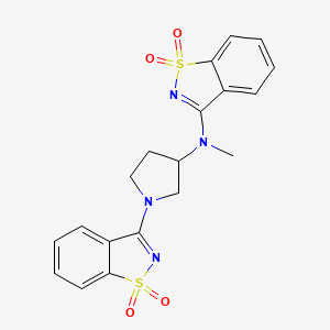 molecular formula C19H18N4O4S2 B12254039 N-[1-(1,1-dioxo-1,2-benzothiazol-3-yl)pyrrolidin-3-yl]-N-methyl-1,1-dioxo-1,2-benzothiazol-3-amine 