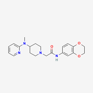 molecular formula C21H26N4O3 B12254077 N-(2,3-dihydro-1,4-benzodioxin-6-yl)-2-{4-[methyl(pyridin-2-yl)amino]piperidin-1-yl}acetamide 