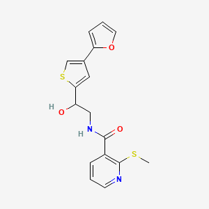 molecular formula C17H16N2O3S2 B12254105 N-{2-[4-(furan-2-yl)thiophen-2-yl]-2-hydroxyethyl}-2-(methylsulfanyl)pyridine-3-carboxamide 