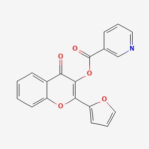 molecular formula C19H11NO5 B1225411 3-Pyridinecarboxylic acid [2-(2-furanyl)-4-oxo-1-benzopyran-3-yl] ester 