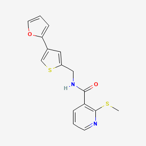 molecular formula C16H14N2O2S2 B12254157 N-{[4-(furan-2-yl)thiophen-2-yl]methyl}-2-(methylsulfanyl)pyridine-3-carboxamide 
