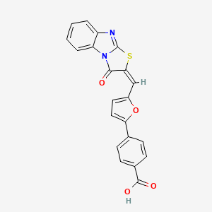 molecular formula C21H12N2O4S B1225418 4-[5-[(E)-(1-oxo-[1,3]thiazolo[3,2-a]benzimidazol-2-ylidene)methyl]furan-2-yl]benzoic acid 