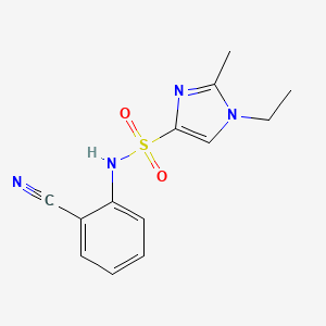 molecular formula C13H14N4O2S B12254225 N-(2-cyanophenyl)-1-ethyl-2-methyl-1H-imidazole-4-sulfonamide 
