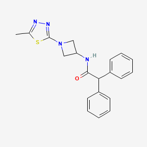 molecular formula C20H20N4OS B12254251 N-[1-(5-methyl-1,3,4-thiadiazol-2-yl)azetidin-3-yl]-2,2-diphenylacetamide 