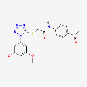 molecular formula C19H19N5O4S B1225426 N-(4-acetylphenyl)-2-[[1-(3,5-dimethoxyphenyl)-5-tetrazolyl]thio]acetamide 