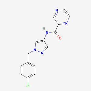 molecular formula C15H12ClN5O B1225430 N-[1-[(4-chlorophenyl)methyl]-4-pyrazolyl]-2-pyrazinecarboxamide 