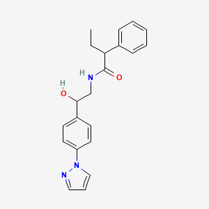 molecular formula C21H23N3O2 B12254318 N-{2-hydroxy-2-[4-(1H-pyrazol-1-yl)phenyl]ethyl}-2-phenylbutanamide 