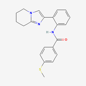 molecular formula C21H21N3OS B12254343 N-(2-{5H,6H,7H,8H-imidazo[1,2-a]pyridin-2-yl}phenyl)-4-(methylsulfanyl)benzamide 