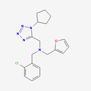 molecular formula C19H22ClN5O B1225435 1-(2-chlorophenyl)-N-[(1-cyclopentyl-5-tetrazolyl)methyl]-N-(2-furanylmethyl)methanamine 