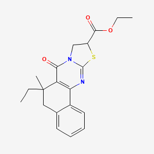 molecular formula C20H22N2O3S B1225447 ethyl 6-ethyl-6-methyl-7-oxo-5,7,9,10-tetrahydro-6H-benzo[h][1,3]thiazolo[2,3-b]quinazoline-10-carboxylate 