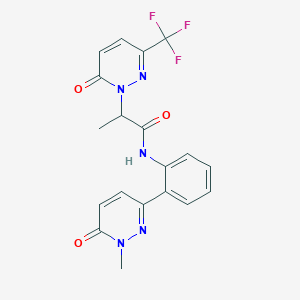 molecular formula C19H16F3N5O3 B12254489 N-[2-(1-methyl-6-oxo-1,6-dihydropyridazin-3-yl)phenyl]-2-[6-oxo-3-(trifluoromethyl)-1,6-dihydropyridazin-1-yl]propanamide 
