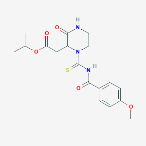 2-[1-[[[(4-Methoxyphenyl)-oxomethyl]amino]-sulfanylidenemethyl]-3-oxo-2-piperazinyl]acetic acid propan-2-yl ester