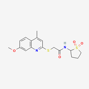 molecular formula C17H20N2O4S2 B12254650 N-(1,1-dioxothiolan-2-yl)-2-(7-methoxy-4-methylquinolin-2-yl)sulfanylacetamide 