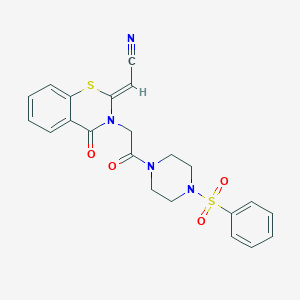 (2Z)-2-[3-[2-[4-(benzenesulfonyl)piperazin-1-yl]-2-oxoethyl]-4-oxo-1,3-benzothiazin-2-ylidene]acetonitrile