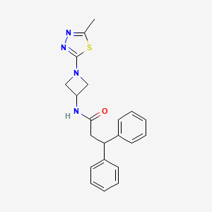 molecular formula C21H22N4OS B12254711 N-[1-(5-methyl-1,3,4-thiadiazol-2-yl)azetidin-3-yl]-3,3-diphenylpropanamide 
