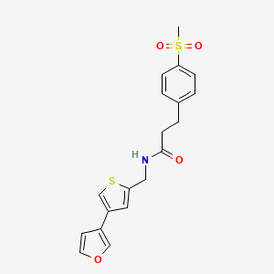 molecular formula C19H19NO4S2 B12254733 N-{[4-(furan-3-yl)thiophen-2-yl]methyl}-3-(4-methanesulfonylphenyl)propanamide 