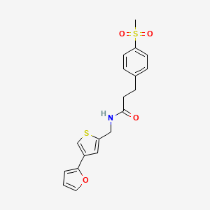 molecular formula C19H19NO4S2 B12254777 N-{[4-(furan-2-yl)thiophen-2-yl]methyl}-3-(4-methanesulfonylphenyl)propanamide 