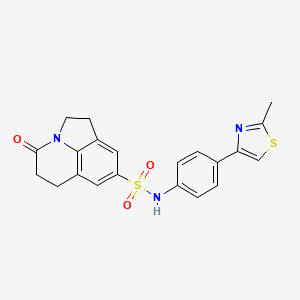 molecular formula C21H19N3O3S2 B12254806 N-[4-(2-methyl-1,3-thiazol-4-yl)phenyl]-11-oxo-1-azatricyclo[6.3.1.0^{4,12}]dodeca-4,6,8(12)-triene-6-sulfonamide 