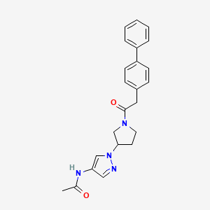 molecular formula C23H24N4O2 B12254828 N-{1-[1-(2-{[1,1'-biphenyl]-4-yl}acetyl)pyrrolidin-3-yl]-1H-pyrazol-4-yl}acetamide 