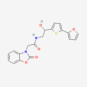 molecular formula C19H16N2O5S B12254895 N-{2-[5-(furan-2-yl)thiophen-2-yl]-2-hydroxyethyl}-2-(2-oxo-2,3-dihydro-1,3-benzoxazol-3-yl)acetamide 