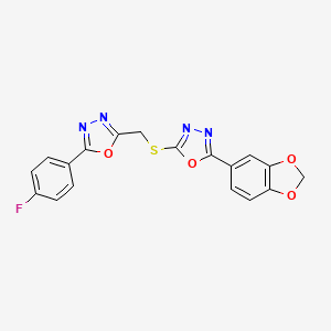 2-(1,3-Benzodioxol-5-yl)-5-[[5-(4-fluorophenyl)-1,3,4-oxadiazol-2-yl]methylthio]-1,3,4-oxadiazole