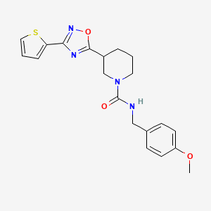 molecular formula C20H22N4O3S B12254968 N-[(4-methoxyphenyl)methyl]-3-[3-(thiophen-2-yl)-1,2,4-oxadiazol-5-yl]piperidine-1-carboxamide 