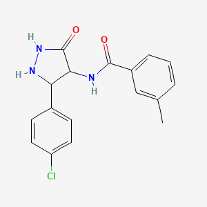 molecular formula C17H16ClN3O2 B1225502 N-[3-(4-chlorophenyl)-5-oxo-4-pyrazolidinyl]-3-methylbenzamide 