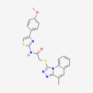 molecular formula C23H19N5O2S2 B1225509 N-[4-(4-methoxyphenyl)-2-thiazolyl]-2-[(4-methyl-[1,2,4]triazolo[4,3-a]quinolin-1-yl)thio]acetamide 