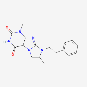 molecular formula C17H19N5O2 B12255106 4,7-Dimethyl-6-(2-phenylethyl)-4a,9a-dihydropurino[7,8-a]imidazole-1,3-dione 