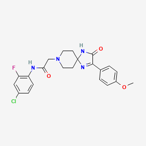 molecular formula C22H22ClFN4O3 B12255146 N-(4-chloro-2-fluorophenyl)-2-[2-(4-methoxyphenyl)-3-oxo-1,4,8-triazaspiro[4.5]dec-1-en-8-yl]acetamide 