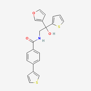 molecular formula C21H17NO3S2 B12255182 N-[2-(furan-3-yl)-2-hydroxy-2-(thiophen-2-yl)ethyl]-4-(thiophen-3-yl)benzamide 
