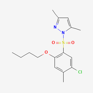 molecular formula C16H21ClN2O3S B12255205 1-[(3,5-Dimethylpyrazolyl)sulfonyl]-2-butoxy-5-chloro-4-methylbenzene 