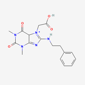 molecular formula C17H20N5O4+ B12255209 2-[1,3-dimethyl-2,6-dioxo-8-(2-phenylethylamino)-5H-purin-7-ium-7-yl]acetic acid 