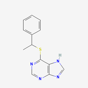 molecular formula C13H12N4S B12255212 1H-Purine, 6-[(1-phenylethyl)thio]- CAS No. 93087-27-5