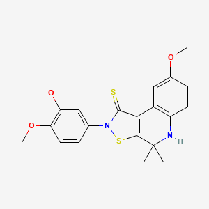 molecular formula C21H22N2O3S2 B1225523 2-(3,4-dimethoxyphenyl)-8-methoxy-4,4-dimethyl-5H-isothiazolo[5,4-c]quinoline-1-thione 