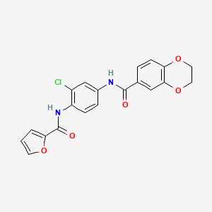 N-[3-chloro-4-[[2-furanyl(oxo)methyl]amino]phenyl]-2,3-dihydro-1,4-benzodioxin-6-carboxamide