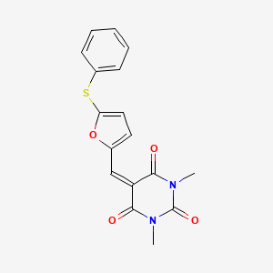 1,3-Dimethyl-5-[[5-(phenylthio)-2-furanyl]methylidene]-1,3-diazinane-2,4,6-trione