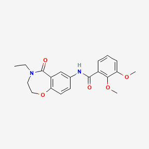 molecular formula C20H22N2O5 B12255317 N-(4-ethyl-5-oxo-2,3,4,5-tetrahydro-1,4-benzoxazepin-7-yl)-2,3-dimethoxybenzamide 